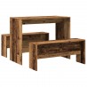 Ensemble table à manger et bancs 3 pcs bois d'ingénierie 