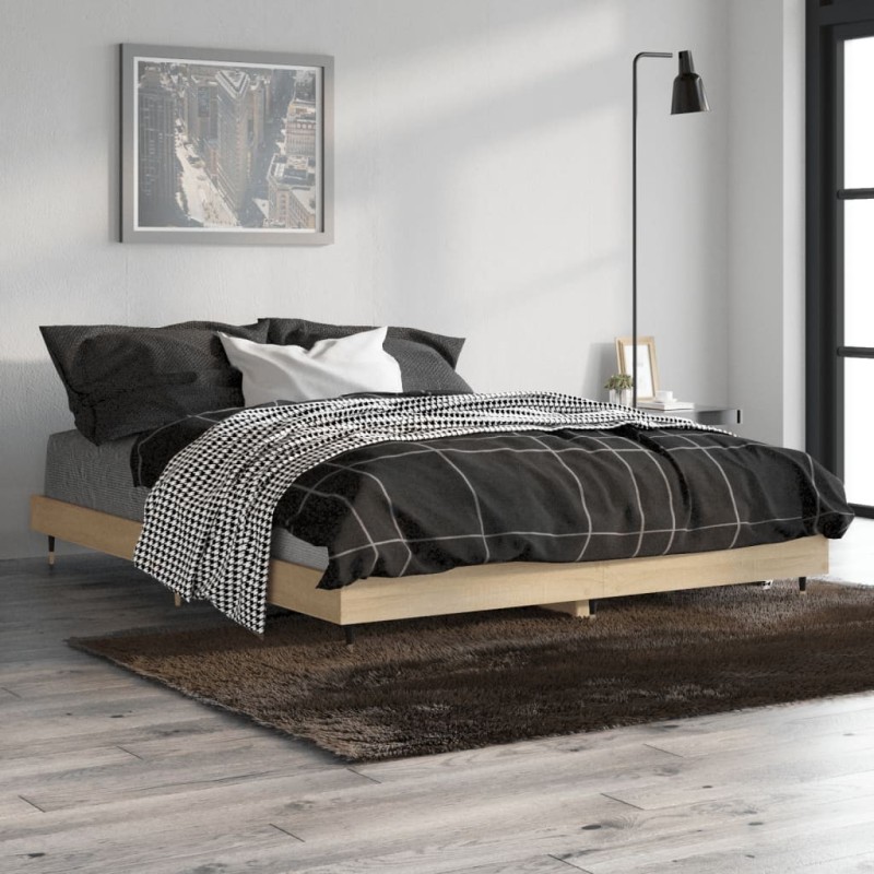 Cadre de lit sans matelas chêne sonoma 135x190 cm Cadre de lit sans matelas chêne sonoma 135x190 cm