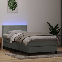 Sommier à lattes de lit et matelas gris clair 80x210 cm velours 