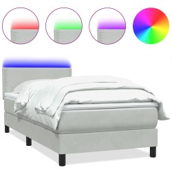 Sommier à lattes de lit et matelas gris clair 80x210 cm velours 