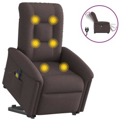 Fauteuil inclinable de massage électrique Marron foncé Tissu 