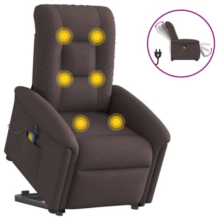 Fauteuil inclinable de massage électrique Marron foncé Tissu 