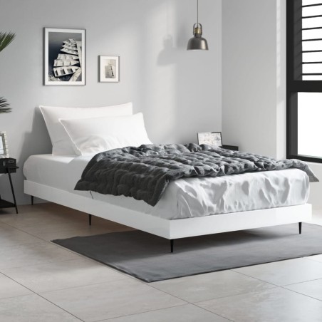 Cadre de lit sans matelas blanc brillant 100x200 cm 