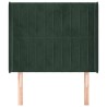 Tête de lit avec oreilles Vert foncé 93x16x118/128 cm Velours 