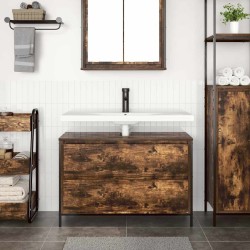 Meuble de salle de bain lavabo tiroirs chêne fumé 90x34,5x60 cm 