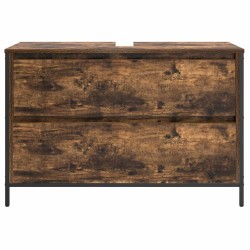 Meuble de salle de bain lavabo tiroirs chêne fumé 90x34,5x60 cm 