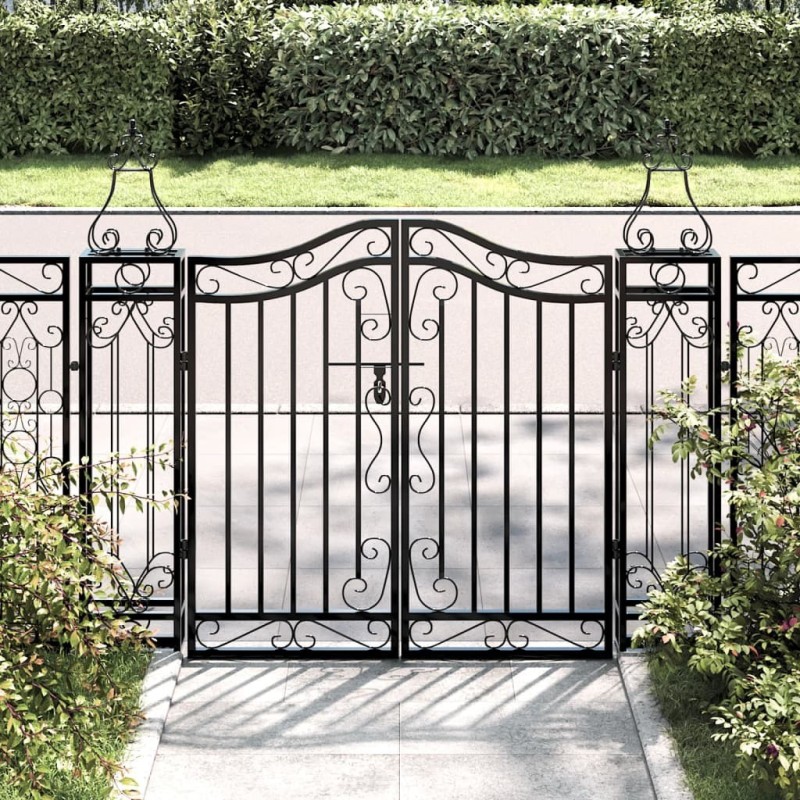 Portail de jardin noir 121x8x100 cm fer forgé Portail de jardin noir 121x8x100 cm fer forgé