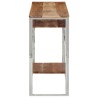 Table console argenté acier inoxydable et bois massif d'acacia 