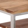 Table console argenté acier inoxydable et bois massif d'acacia 