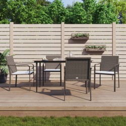 Ensemble à manger de jardin 5 pcs coussins résine tressée acier 