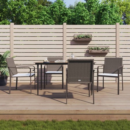 Ensemble à manger de jardin 5 pcs coussins résine tressée acier 