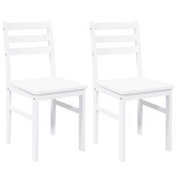 Chaises à manger 2 pcs blanc bois massif caoutchouc 