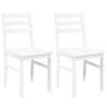 Chaises à manger 2 pcs blanc bois massif caoutchouc 