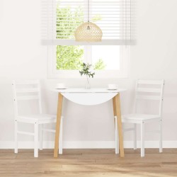Chaises à manger 2 pcs blanc bois massif caoutchouc 