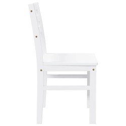 Chaises à manger 2 pcs blanc bois massif caoutchouc 