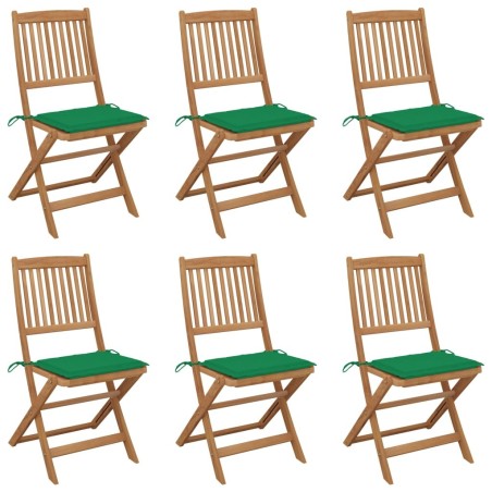 Chaises pliables de jardin lot de 6 avec coussins Bois d'acacia 