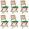 Chaises pliables de jardin lot de 6 avec coussins Bois d'acacia 
