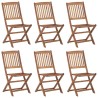 Chaises pliables de jardin lot de 6 avec coussins Bois d'acacia 