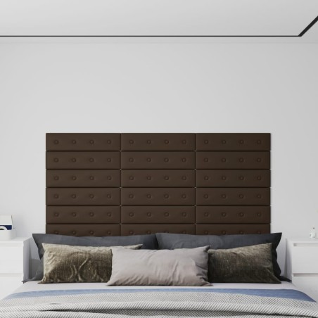 Panneaux muraux 12 pcs Marron 60x15 cm Similicuir 1,08 m² 
