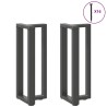Pieds de table console en T, 2 pièces, anthracite, 38 x 25 x (72-73) cm, acier 