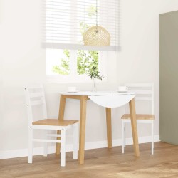 Chaises à manger 2 pcs blanc bois massif caoutchouc 