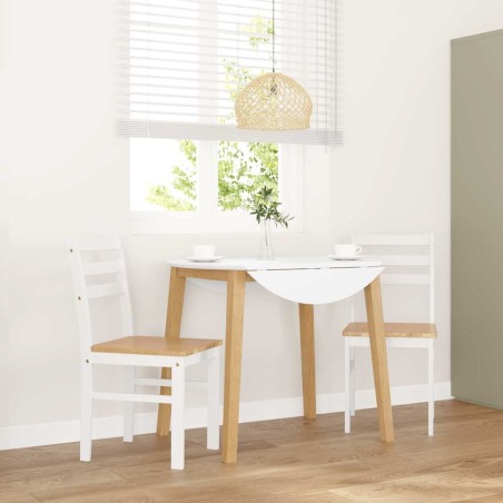 Chaises à manger 2 pcs blanc bois massif caoutchouc 