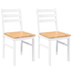 Chaises à manger 2 pcs blanc bois massif caoutchouc 