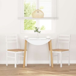 Chaises à manger 2 pcs blanc bois massif caoutchouc 