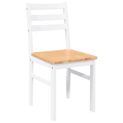 Chaises à manger 2 pcs blanc bois massif caoutchouc 