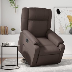 Fauteuil inclinable électrique marron similicuir 