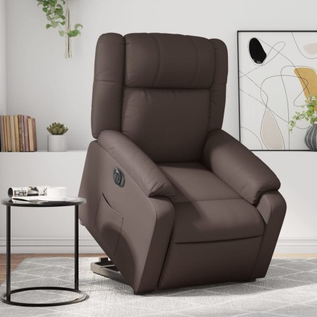 Fauteuil inclinable électrique marron similicuir 