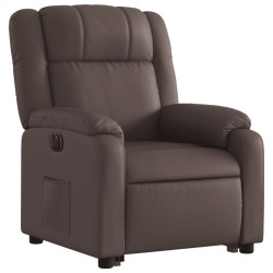 Fauteuil inclinable électrique marron similicuir 