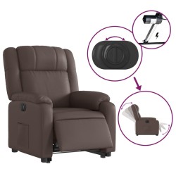 Fauteuil inclinable électrique marron similicuir 