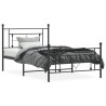 Cadre de lit métal sans matelas avec pied de lit noir 107x203cm 