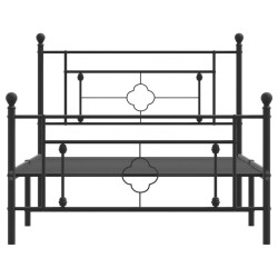 Cadre de lit métal sans matelas avec pied de lit noir 107x203cm 