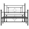 Cadre de lit métal sans matelas avec pied de lit noir 107x203cm 
