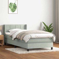 Sommier à lattes de lit et matelas gris clair 80x210 cm velours 