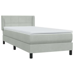 Sommier à lattes de lit et matelas gris clair 80x210 cm velours 