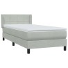 Sommier à lattes de lit et matelas gris clair 80x210 cm velours 