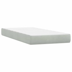 Sommier à lattes de lit et matelas gris clair 80x210 cm velours 