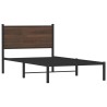 Cadre de lit en métal sans matelas chêne marron 107x203 cm 