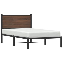 Cadre de lit en métal sans matelas chêne marron 107x203 cm 