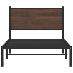 Cadre de lit en métal sans matelas chêne marron 107x203 cm 