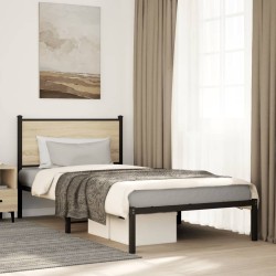 Cadre de lit en métal sans matelas chêne sonoma 107x203 cm 