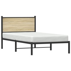 Cadre de lit en métal sans matelas chêne sonoma 107x203 cm 