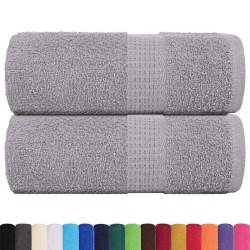 Serviettes de visage 2 pcs gris 30x30 cm 360 g/m² 100% coton 