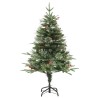 Sapin de Noël pré-éclairé et pommes de pin vert 150cm PVC et PE 
