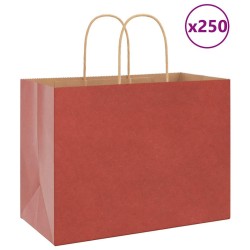 Sacs en papier 250 pcs avec poignées rouge 32x17x25 cm 