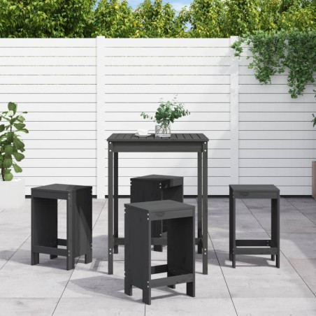 Ensemble de bar de jardin 5 pcs gris bois de pin massif 
