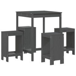 Ensemble de bar de jardin 5 pcs gris bois de pin massif 